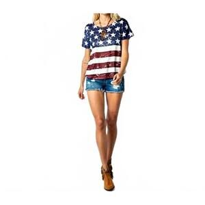 NEW VOCAL APPAREL vintage american flag oversized tee in multicolor